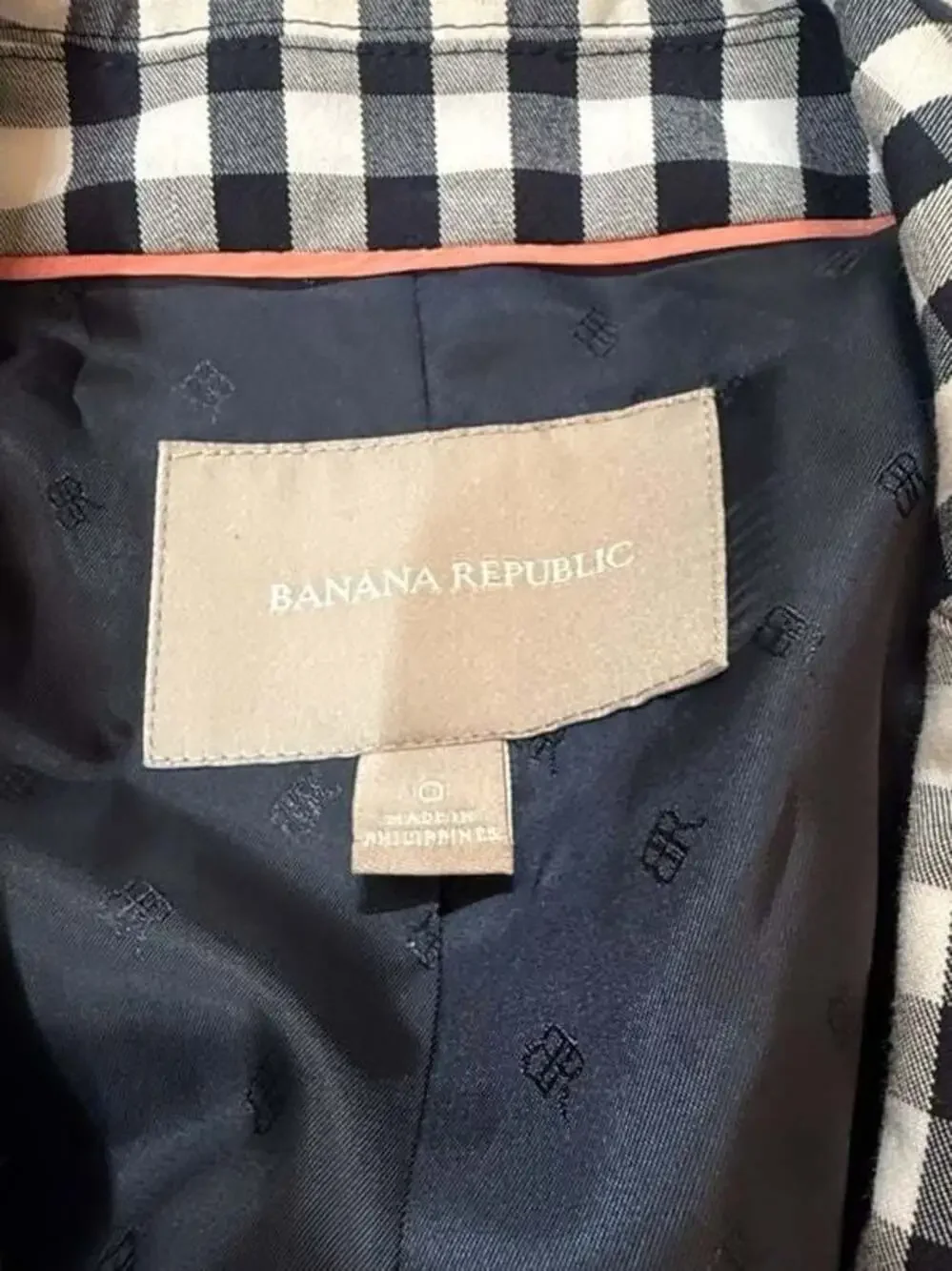 Banana Republic Blazer Size 0 Black and White Gingham